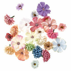 Kwiaty z tkaniny, 3 wzory, multikolor